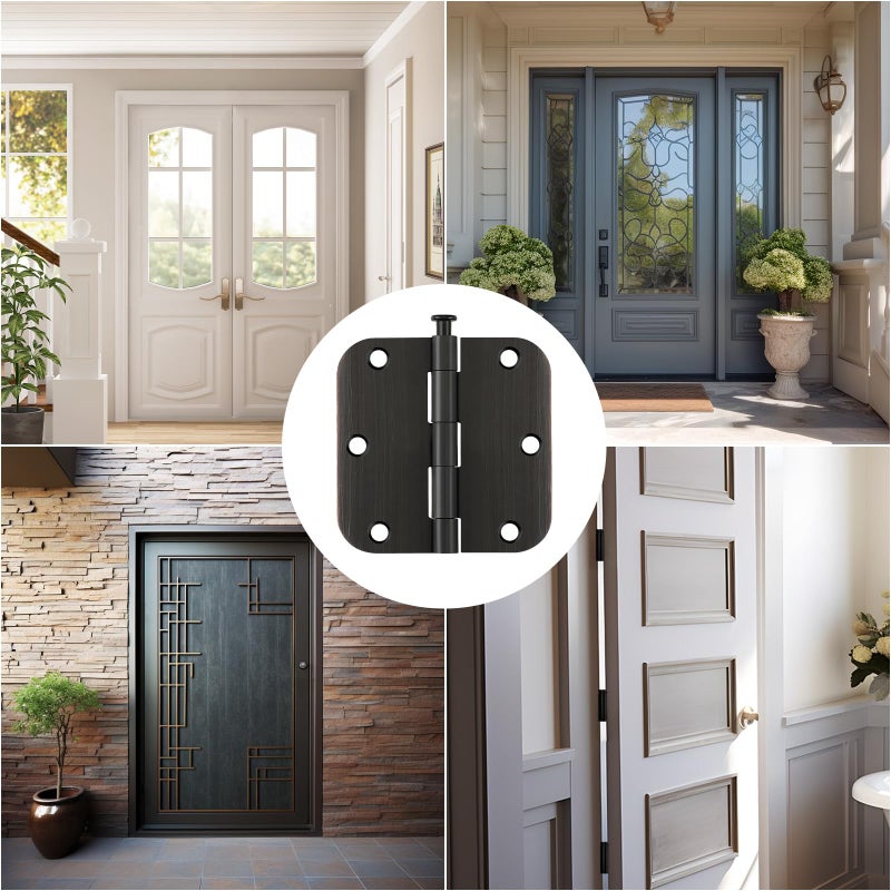 Haidms 18 Pack Oil Rubbed Bronze Door Hinges 3.5 Inch Brushed Bronze Interior Door Hinges with 5/8" Radius Corner Removable Pin