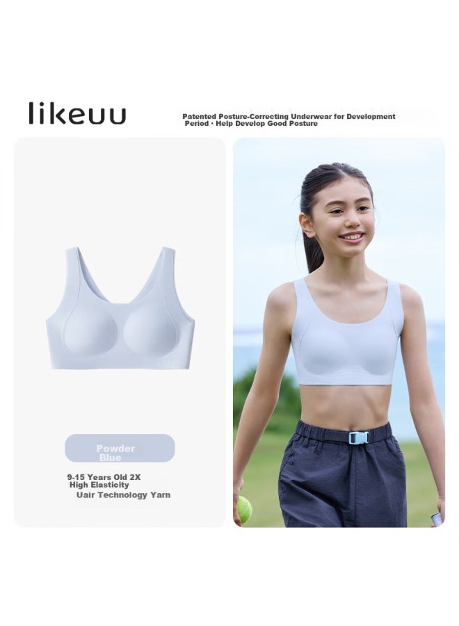 Ubras Girls' Sports Bra For Middle School Students, Teenage Girls, Children, Big Girls, Pink And Blue, One Size - Image 1