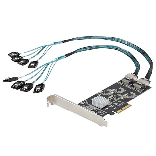 Startech.com StarTechcom 8 Port SATA PCIe Card PCI Express 6Gbps Expansion Adapter with 4 Host Controllers PCIe x4 Gen 2 to SATA III HDDSSD Controller Card - Image 1