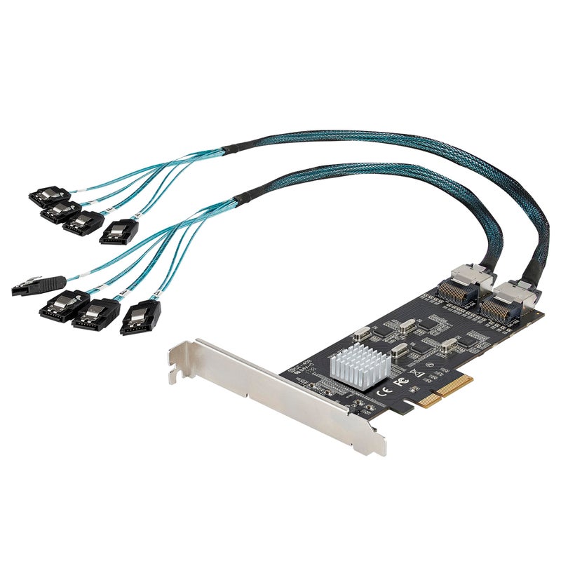 Startech.com StarTechcom 8 Port SATA PCIe Card PCI Express 6Gbps Expansion Adapter with 4 Host Controllers PCIe x4 Gen 2 to SATA III HDDSSD Controller Card - Image 2