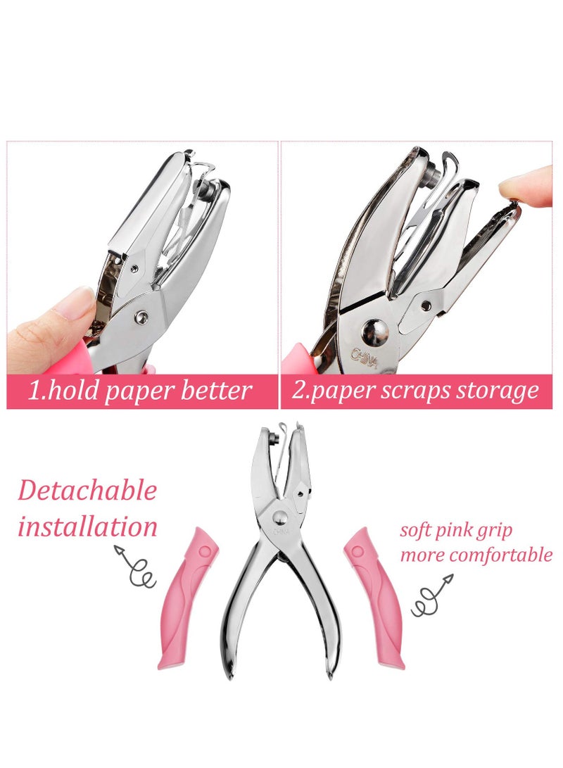 KASTWAVE 3 Pieces Handheld Hole Paper Metal Single Punchers Soft Grip and Hole 5.5 mm + Star Hole 5 mm + Large Round Hole 6 mm Heart Holes for Craft Tags Clothing Ticket Scrapbook Tool - Image 3