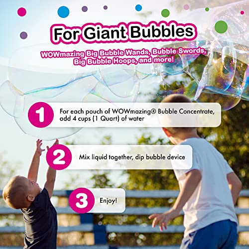 WOWMAZING Big Bubbles Refill - Concentrated Giant Bubble Solution Makes 4 Gallons | 5 Pouches for Kids’ Fun | USA Made - Image 5