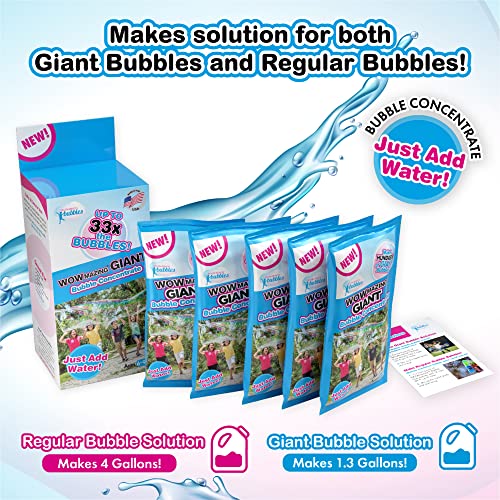 WOWMAZING Big Bubbles Refill - Concentrated Giant Bubble Solution Makes 4 Gallons | 5 Pouches for Kids’ Fun | USA Made - Image 2