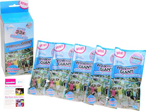 WOWMAZING Big Bubbles Refill - Concentrated Giant Bubble Solution Makes 4 Gallons | 5 Pouches for Kids’ Fun | USA Made - Image 1