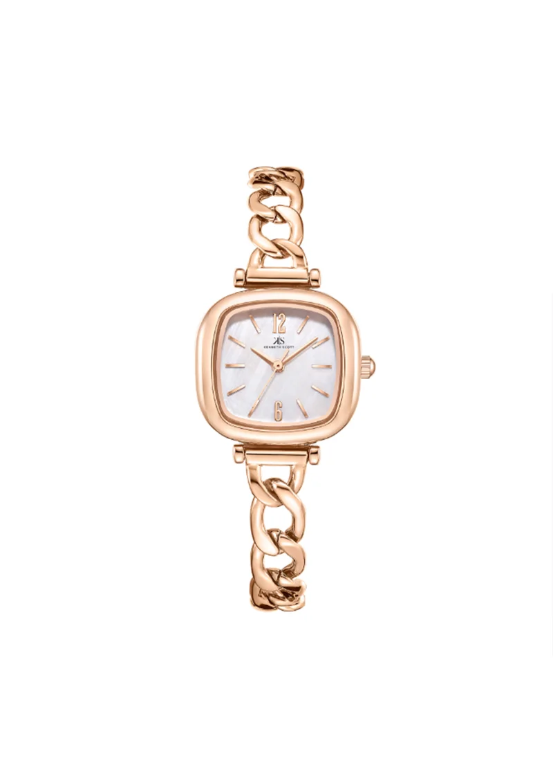 كينيث سكوت Women's Analog Square Shape Stainless Steel Wrist Watch K23513-RBKW - 26.3 Mm