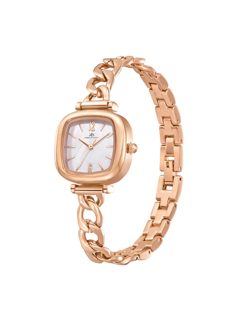 كينيث سكوت Women's Analog Square Shape Stainless Steel Wrist Watch K23513-RBKW - 26.3 Mm