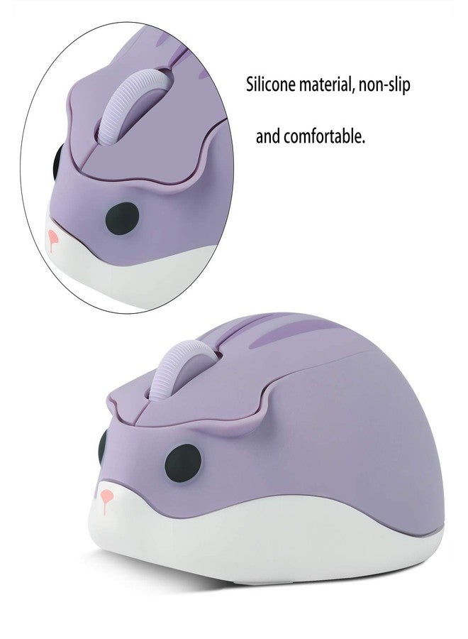 elec Space 2.4G Wireless Mouse, Cute Animal Hamster Shape Silent Mouse, 1200DPI Portable Mobile Optical Mouse with USB Receiver, 3 Buttons Cordless Mouse for PC Mac Laptop Notebook Computer(Purple) - Image 2