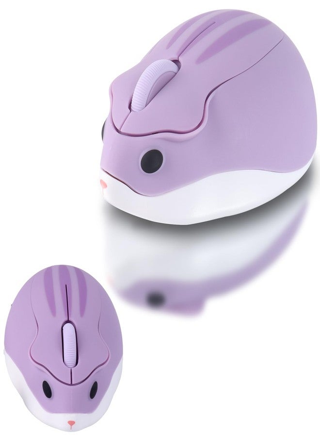 elec Space 2.4G Wireless Mouse, Cute Animal Hamster Shape Silent Mouse, 1200DPI Portable Mobile Optical Mouse with USB Receiver, 3 Buttons Cordless Mouse for PC Mac Laptop Notebook Computer(Purple) - Image 1