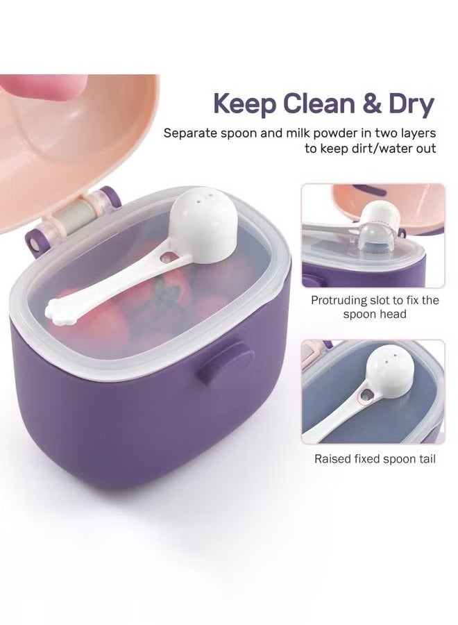 Gonice Baby Formula Dispenser with Scoop and Leveller Portable Storage Formula Containers for Travel, Non-Spill Smart Baby Milk Powder Formula Dispenser for Fruits, Snacks and Nuts (Purple) - Image 4