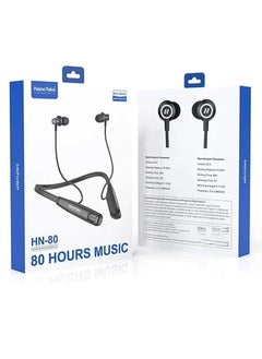 HN80 Bluetooth Wireless Neckband | Premium Sound Quality, Comfortable Fit, Long Battery Life, Hands-Free Calls, Compatible with Android & iOS, Black
