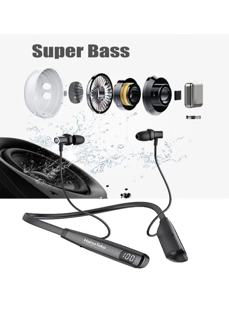 Haino Teko - HN80 Bluetooth Wireless Neckband | Premium Sound Quality, Comfortable Fit, Long Battery Life, Hands-Free Calls, Compatible with Android & iOS, Black - Image 1