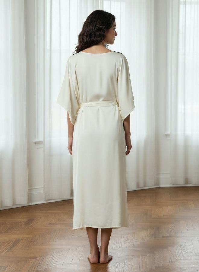Aadaraya Adaraya Night Dress Short Sleeve With Belt - Image 3