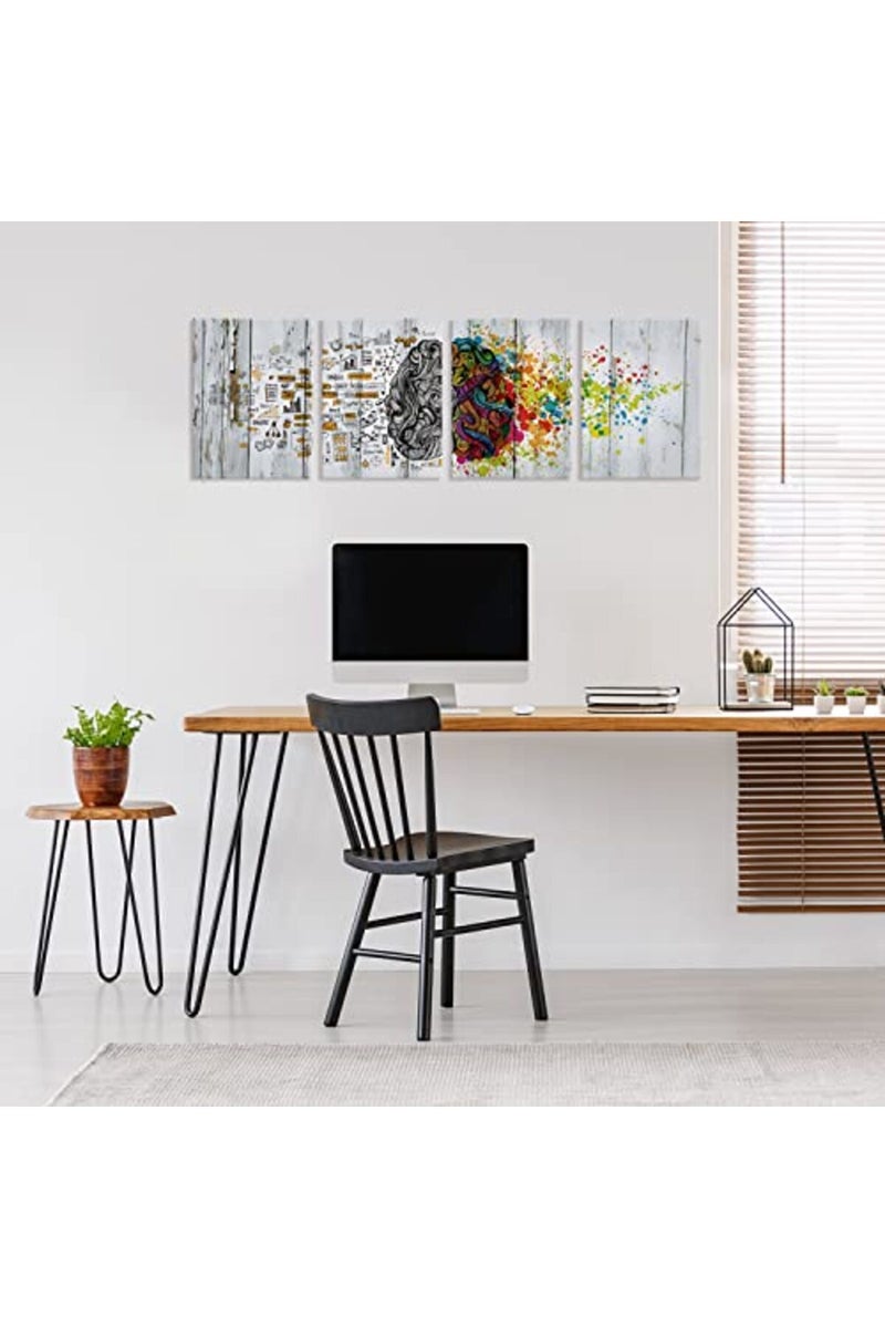 Visual Art Decor 4 Pieces Retro Left and Right Brain Advantage Canvas Poster Inspiration Motivation Education Science Canvas Prints Wall Art Gallery Modern Office Wall Decor Ready to Hang (12x16x4) - Image 3