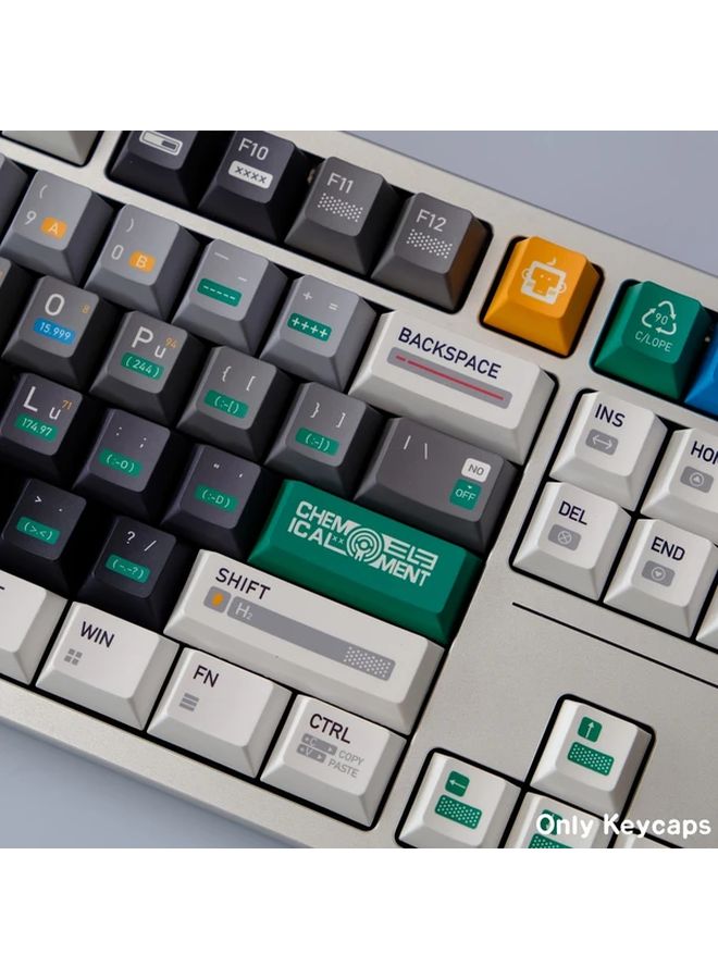 Chemistry 02 Cherry PBT Keycaps للوحة المفاتيح المغناطيسية Wooting Rainy75 151 مفتاحًا طباعة من الجانب الخامس بتقنية الصبغ الحراري مفاتيح وظيفية ملونة بأسلوب بسيط متوافقة مع مفتاح المسافة المقسمة أليس فقط تصميم أنيق للمفاتيح سطح ناعم الملمس - Image 2