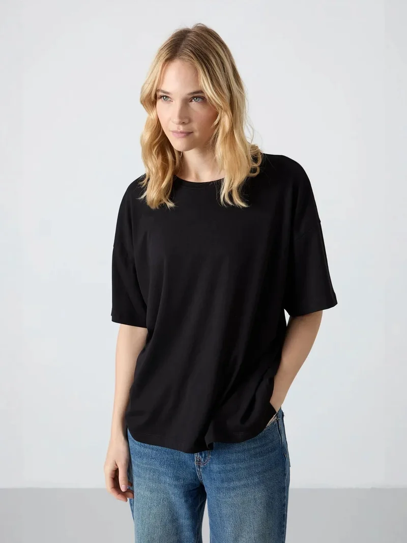 تومي لايف TOMMY Oversized Cotton-Modal Crew Neck T-Shirt