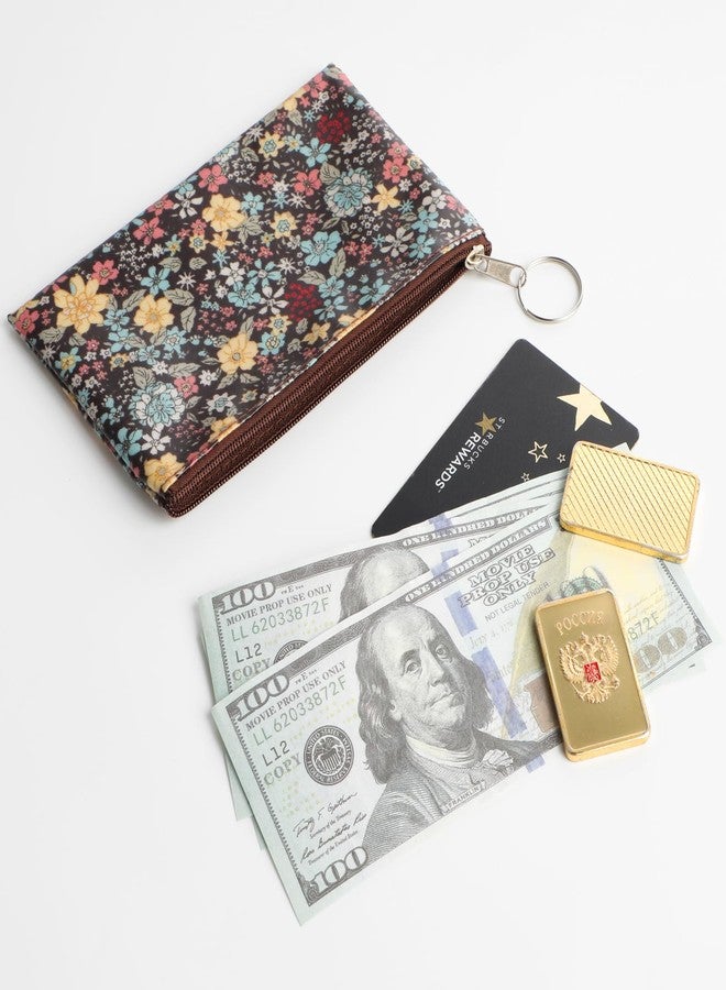 Amabro Small Coin Purse for Women, Boho Wallet Coin Bag with Keychain Zipper Pouch Change Wallet Cash Lipstick Storage(Black) - Image 5
