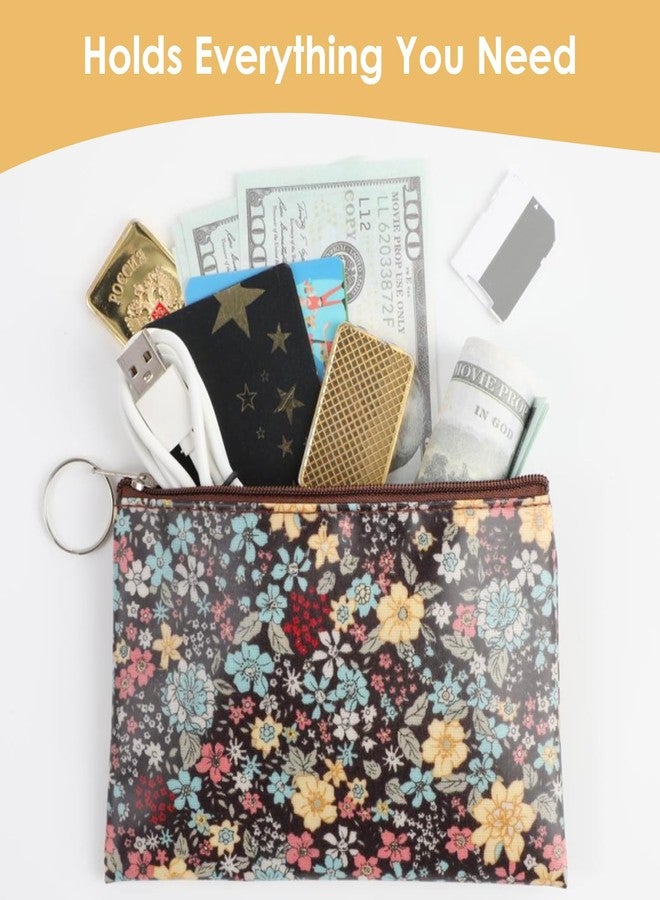 Amabro Small Coin Purse for Women, Boho Wallet Coin Bag with Keychain Zipper Pouch Change Wallet Cash Lipstick Storage(Black) - Image 2