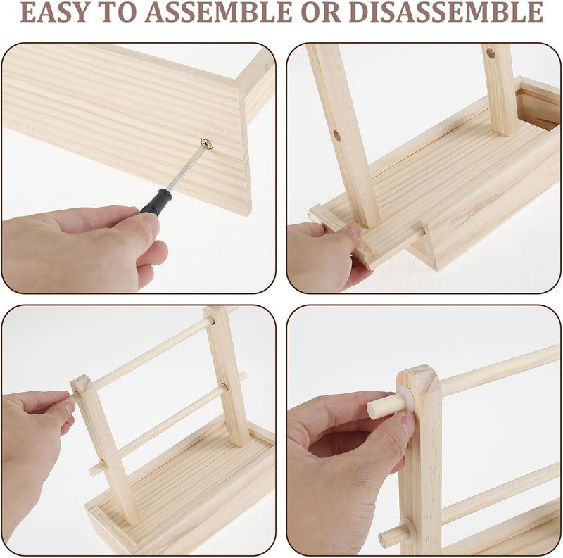 windforgecraft Yarn Holder Wooden Yarn Holder for Crochet Double Revolving Yarn Holder Horizontal Wood Yarn Ball Holder Ribbon Holder Organizer Rack for Knitting and Crocheting Knitting Lovers - Image 5