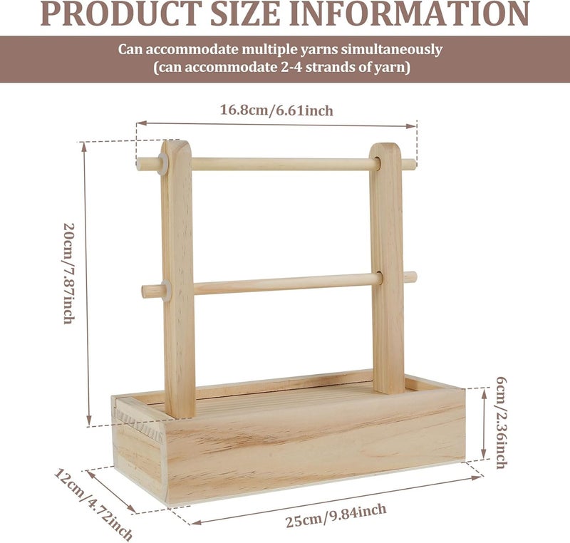windforgecraft Yarn Holder Wooden Yarn Holder for Crochet Double Revolving Yarn Holder Horizontal Wood Yarn Ball Holder Ribbon Holder Organizer Rack for Knitting and Crocheting Knitting Lovers - Image 3