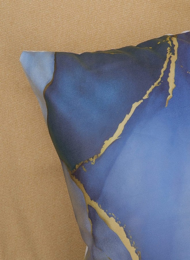 Bonhause Blue Marble Throw Pillow Covers 18 x 18 Inch Abstract Marble Blue and Gold Modern Decorative Pillows Soft Velvet Cushion Cases for Couch Sofa Bed Home Decor Set of 4 - Image 4