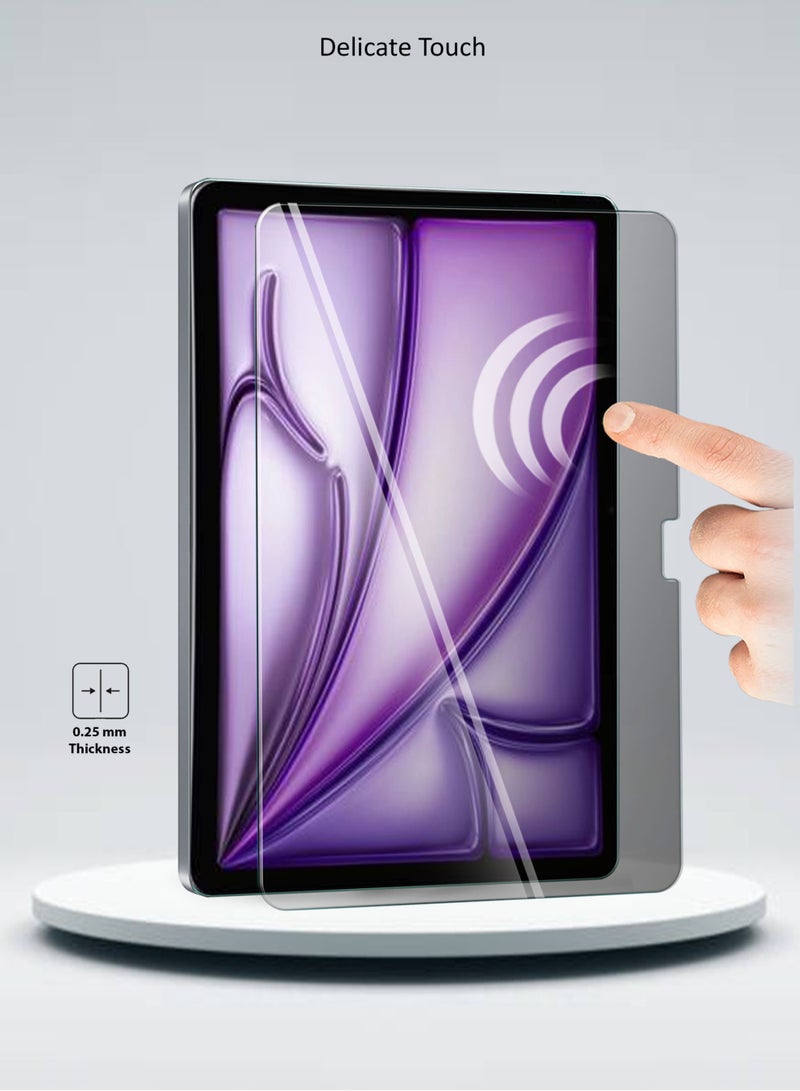 دبليو تيك واقي شاشة من الزجاج المقوى بحواف منحنية من سلسلة بريميوم غطاء كامل للخصوصية لجهاز Apple iPad Air 13 5G 2024 13 بوصة شفاف - Image 4