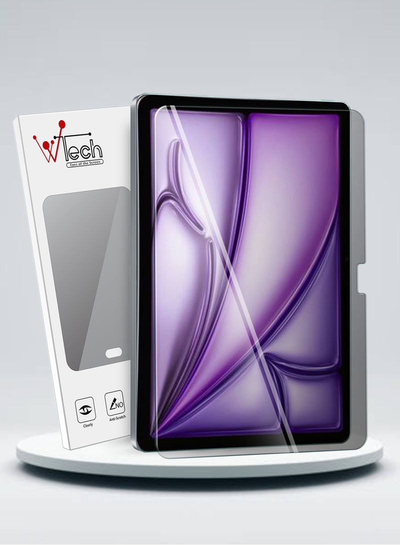 دبليو تيك واقي شاشة من الزجاج المقوى بحواف منحنية من سلسلة بريميوم غطاء كامل للخصوصية لجهاز Apple iPad Air 13 5G 2024 13 بوصة شفاف - Image 1