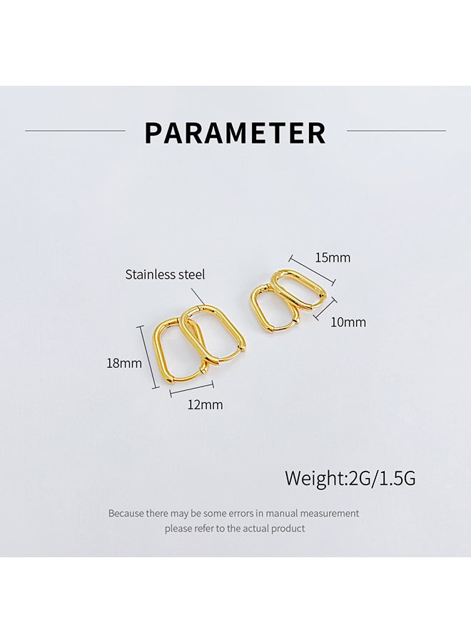Simple Oval Women'S Earrings Niche Design Personality Stainless Steel Square Earrings - Image 2
