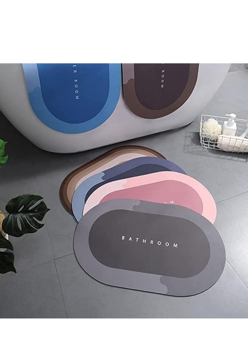 Generic Super Absorbent Floor Mat, Quick-Drying and Anti-Slip, Oval Shape for Bathroom, Single Bathroom Mat multicolour  - Image 1