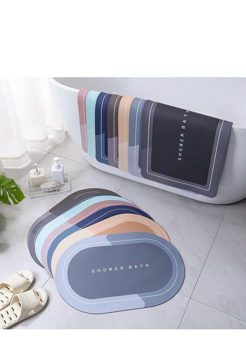 Generic Super Absorbent Floor Mat, Quick-Drying and Anti-Slip, Oval Shape for Bathroom, Single Bathroom Mat multicolour  - Image 2
