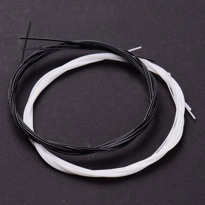 Ukulele Strings: 8 Total Strings (2 Sets Black + White) High-Quality Nylon .024-.026 Gauge Clear Bright Sound Replacement Strings for Soprano Concert Tenor Ukuleles - Image 2
