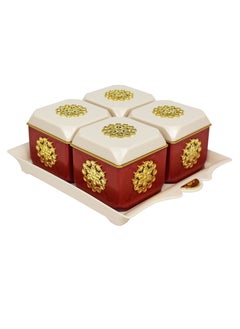 NAYASA Nayasa Dry Fruit Tray with Leakproof Containers Florentine Red  - Image 2