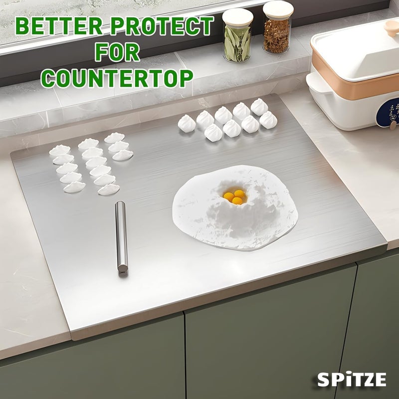 SPITZE 304 Stainless Steel Chopping Board with Lip for Kitchen | Non Slip Cutting Board | Rust Proof | Easy to use | SS Counter Top | For Cutting Vegetables, Meat, Fish, Fruits | 2X Large 60 x 42 cm - Image 5