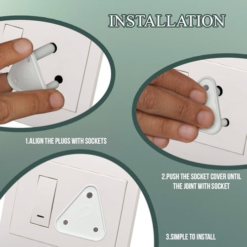 PROTOWARE 12 Piece Baby Safety Child Proofing Electric Socket Plug Guards Switch Board Cover with Removal Pin (White) - Image 3