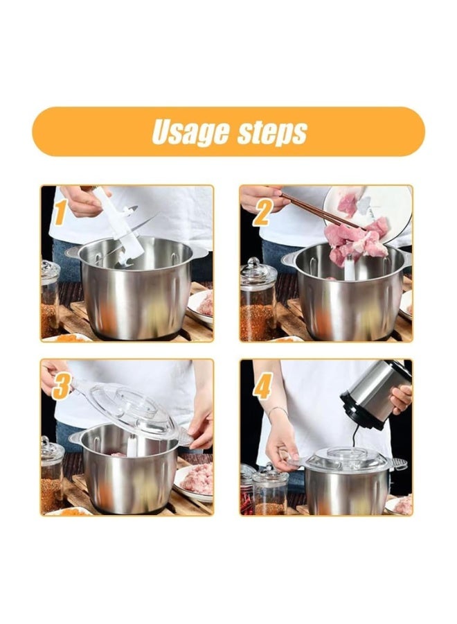 REFURA Meat Grinder / Chopper / Food Processor | 3L | 400W | 2 Speed | Stainless Steel | RE-5424 - Image 3