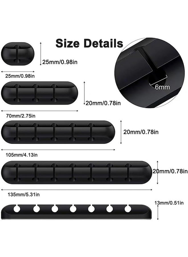 كابل كليب ، 4 مجموعات من الأسود ذاتية اللصق كابل كليب ، مثالية لإدارة الكابلات ، مكتب ، طاولة السرير ، شاحن الهاتف المحمول ، الكمبيوتر ، المنزل ، المكتب ، التلفزيون ( 1 , 3 , 5 , 7 فتحة ) - Image 2