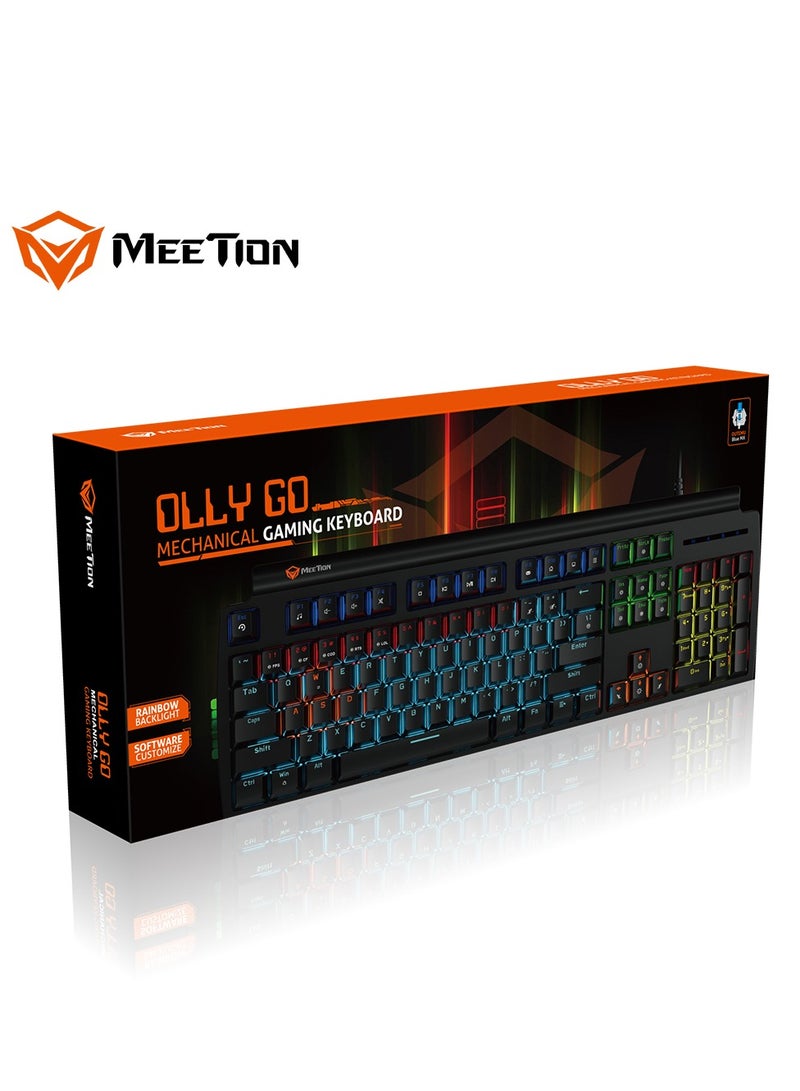 Meetion MK600 Mechanical Keyboard Anti-ghosting Full keys No. of keys 104/105 Keyboard Type best combination of RGB lights Black Body OS Compatibility Windows XP/Vista/7/8/10  MAC OS X Interface USB - Image 1