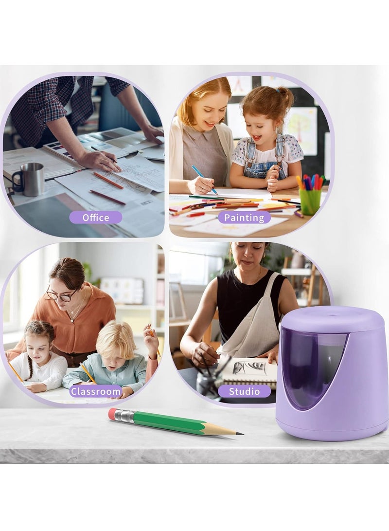 مبراة أقلام كهربائية أوتوماتيكية - شحذ سريع في 3 ثوانٍ بتصميم قوي وسهل الاستخدام؛ مناسبة لأنواع أقلام متعددة، حاوية كبيرة للنفايات، مثالية للمدرسة والمكتب والمنزل - Image 5