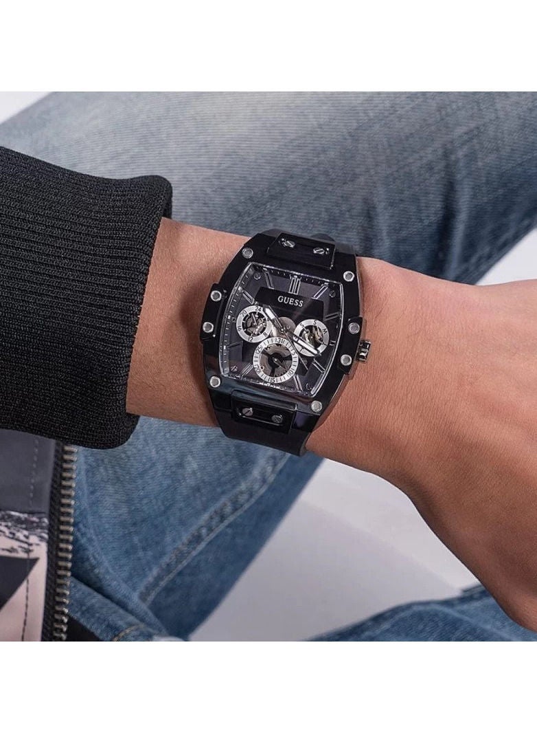 GUESS جيس ساعة مطاطية سوداء للرجال GW0203G - Image 5