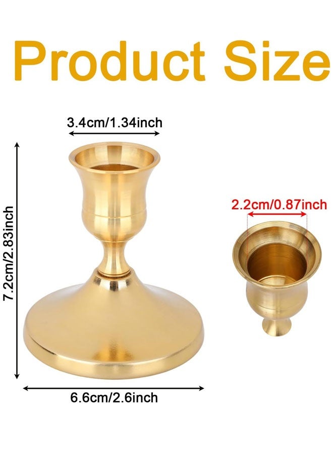 2 PCS Vintage Gold Taper Candle Holders, Metal Short Candlesticks Antique Candle Sticks for Dining Table Centerpiece Wedding Decor - Image 2