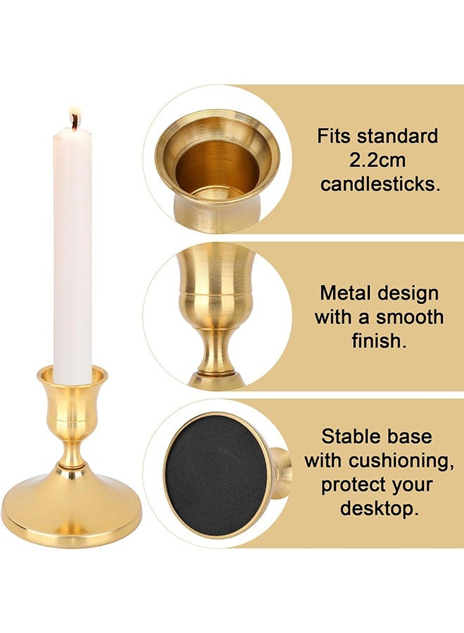 2 PCS Vintage Gold Taper Candle Holders, Metal Short Candlesticks Antique Candle Sticks for Dining Table Centerpiece Wedding Decor - Image 5