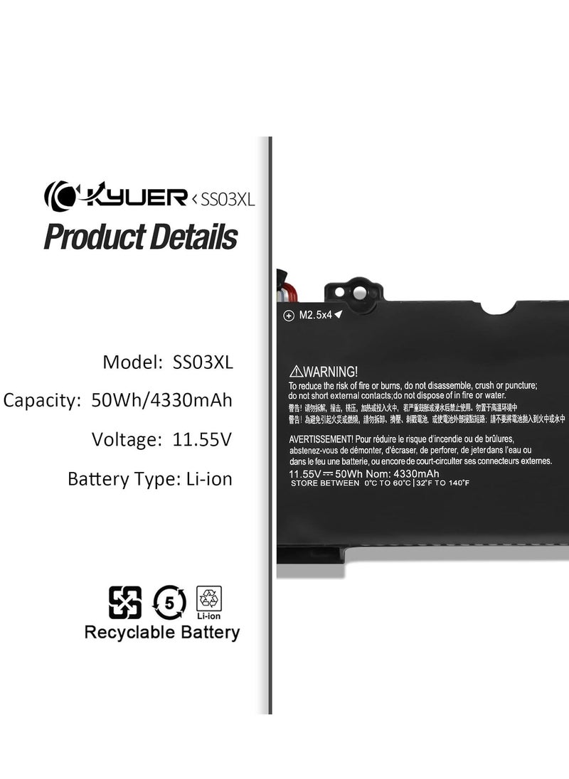 Generic - 50WH SS03XL Battery HP EliteBook 730 735 740 745 830 840 846 G5, Elite G6 MT44 MT45 Mobile Thin Client ZBook4U G5 G6 HSTNN-LB8 G-IB8C HSN-I12C-I13C-4, 11.55V - Image 1