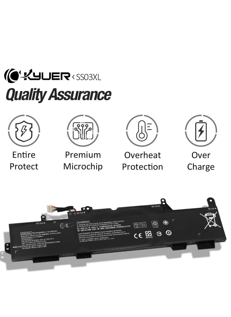 Generic - 50WH SS03XL Battery HP EliteBook 730 735 740 745 830 840 846 G5, Elite G6 MT44 MT45 Mobile Thin Client ZBook4U G5 G6 HSTNN-LB8 G-IB8C HSN-I12C-I13C-4, 11.55V - Image 1