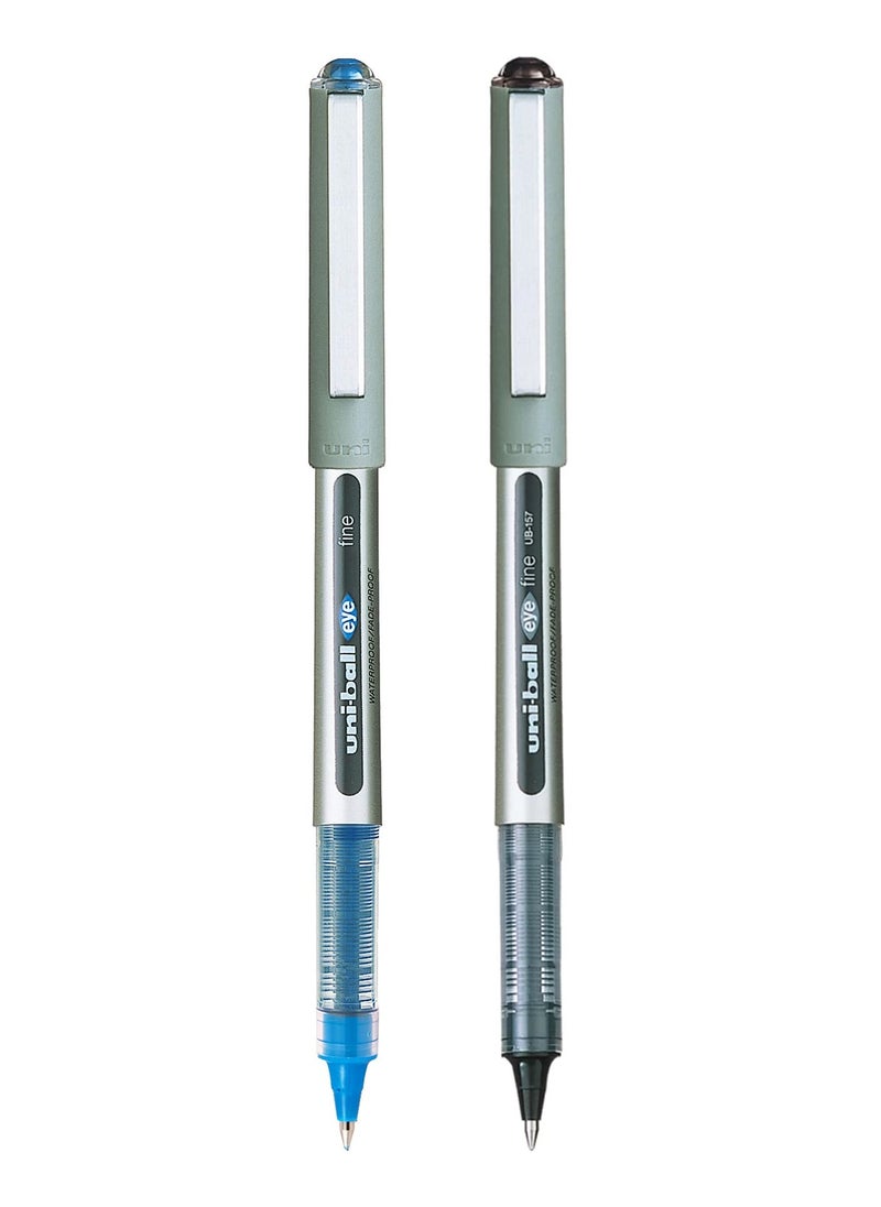 Uniball قلم حبر جاف Eye Fine مكون من قطعتين برأس 0.7 مم وحبر أزرق وأسود  - Image 1