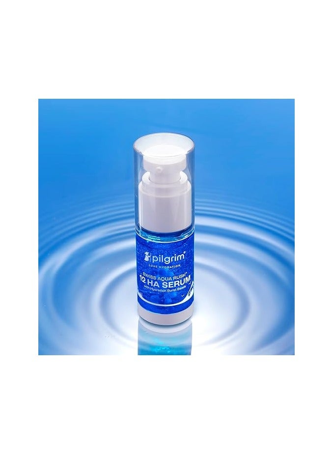 PILGRIM Pilgrim Swiss Aqua Rush™ 12 HA Serum (hyaluronic acid) with Hydration Burst Beads |Crafted with powerful hydrators-12 hyaluronic acid, Swiss Aqua Rush™, Copper Tripeptide |Long lasting hydration| 30ml - Image 2