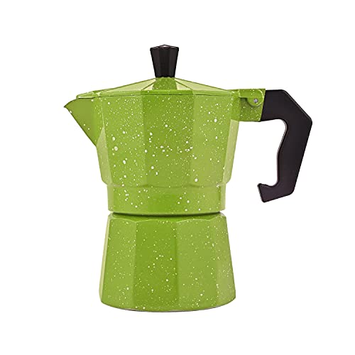 3D CREATIONS Aluminium Espresso Stove Percolator Polished Cups (Green, 9 Cups) - Image 1