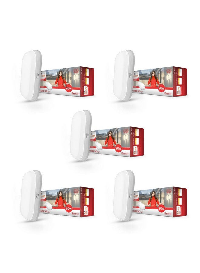 Murphy 20W LED Oval Shape Bulkhead Wall Lamp | IP66 Waterproof Outdoor Light for Gardens, Porches & Bathrooms | Cool White, Pack of 5 | 2-Year Warranty - Image 1