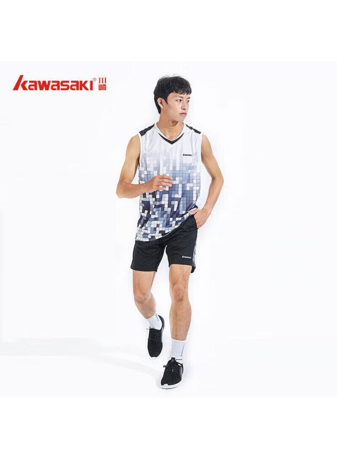 Kawasaki Kawasaki Badminton Shirt, Spring And Summer Men's Training Wear, Quick-drying Breathable Sleeveless T-shirt, Sports Vest K1007, White, 2xl - Image 1