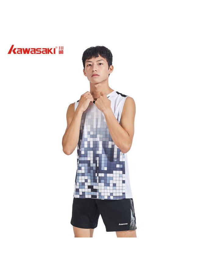 Kawasaki Kawasaki Badminton Shirt, Spring And Summer Men's Training Wear, Quick-drying Breathable Sleeveless T-shirt, Sports Vest K1007, White, 2xl - Image 2