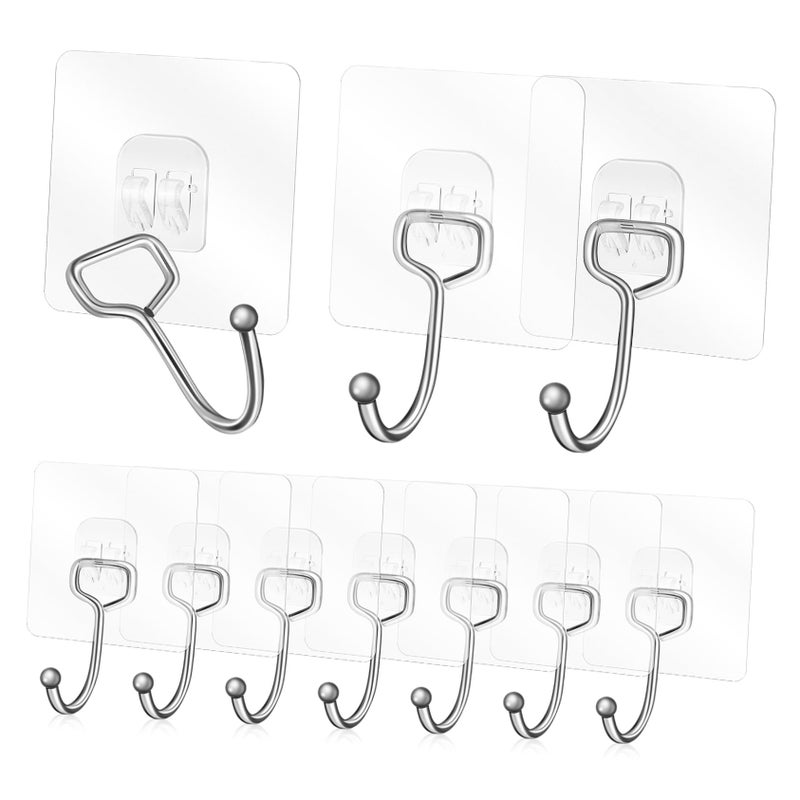 10 Pcs Heavy Duty Transparent Wall Hooks Adhesive Hangers for Kitchen Bathroom Office - Image 2