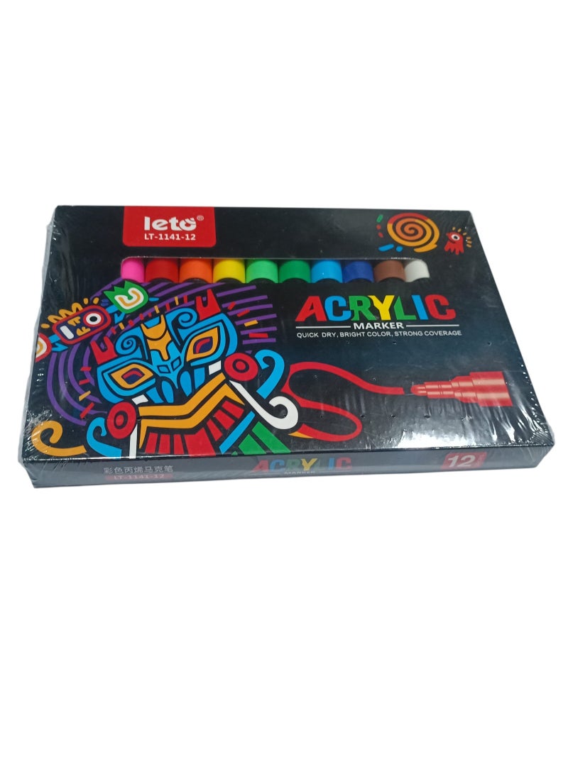 Leto 12 -Piece Paint Marker Set – Art Markers for Fabric, Rock, Canvas, School & DIY Crafts – Vibrant Water-Based Paint Pens for Artists and Kids - Image 5